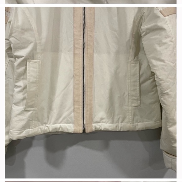 James Perse 100% Cotton Quilted Jacket Cream/ Off White Jacket W/ Tan Stripe NWT - Picture 7 of 8